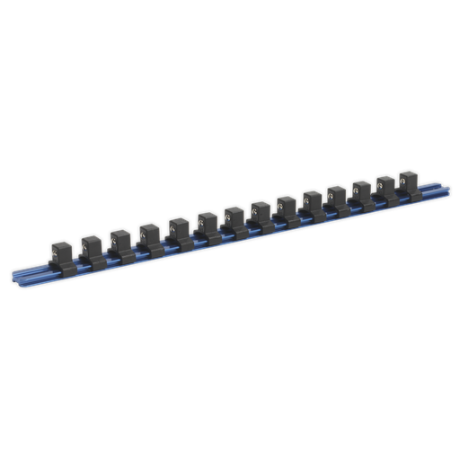 [SR1214] Sealey Premier Aluminium Socket Retaining Rail with 14 Clips 1/2"Sq Drive