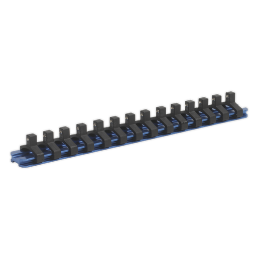 [SR1414] Sealey Premier Aluminium Socket Retaining Rail with 14 Clips 1/4"Sq Drive