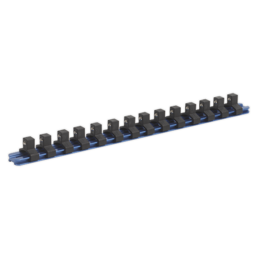[SR3814] Sealey Premier Aluminium Socket Retaining Rail with 14 Clips 3/8"Sq Drive