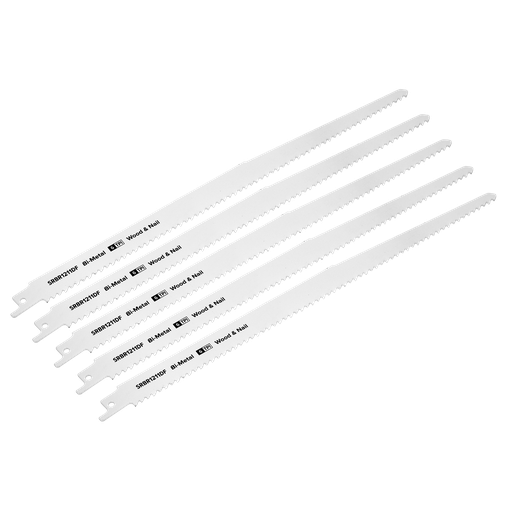[SRBR1211DF] Sealey Reciprocating Saw Blade for Wood & Nails 300mm 6tpi - Pack of 5