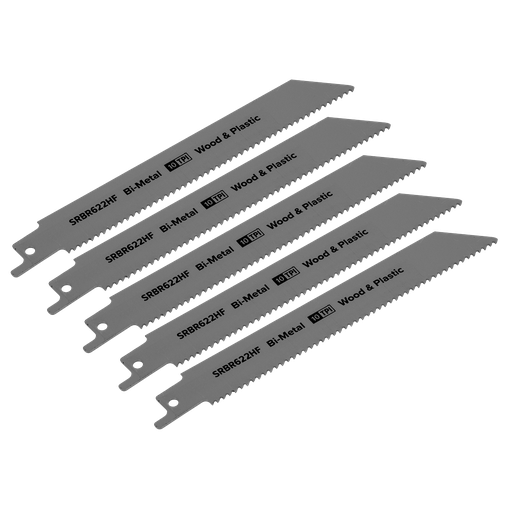 [SRBR622HF] Sealey Reciprocating Saw Blade for Wood & Plastics 150mm 10tpi - Pack of 5