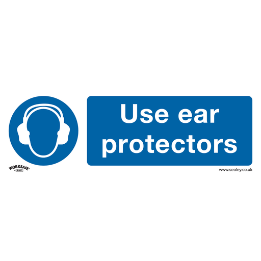 [SS10P1] Sealey Worksafe® Use Ear Protectors Safety Sign - Rigid Plastic