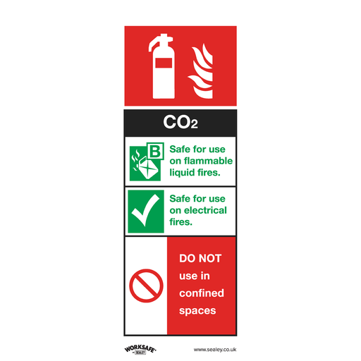 [SS21V10] Sealey Worksafe® CO2 Fire Extinguisher Safety Sign, Self-Adhesiv