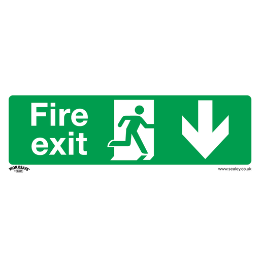 [SS22V1] Sealey Worksafe® Fire Exit (Down) Safety Sign - Self-Adhesive Vi