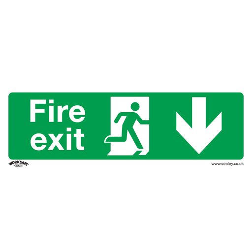 [SS22V10] Sealey Worksafe® Fire Exit (Down) Safety Sign, Self-Adhesive Vin