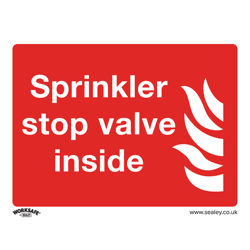 [SS23V1] Sealey Worksafe® Sprinkler Stop Valve Safety Sign - Self-Adhesiv
