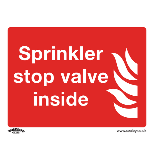 [SS23V10] Sealey Worksafe® Sprinkler Stop Valve Safety Sign, Self-Adhesive