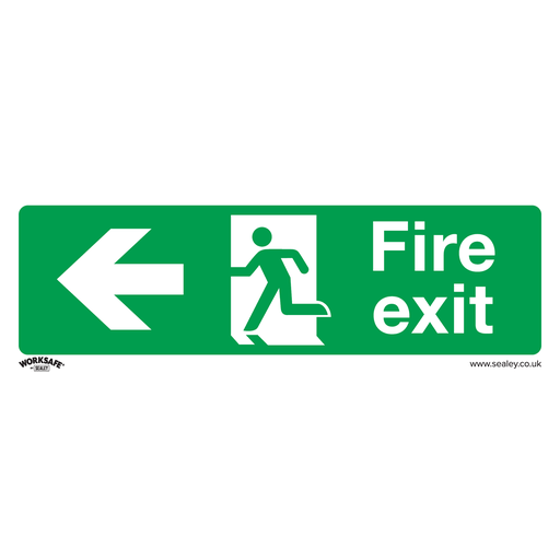[SS25V1] Sealey Worksafe® Fire Exit (Left) Safety Sign - Self-Adhesive Vi
