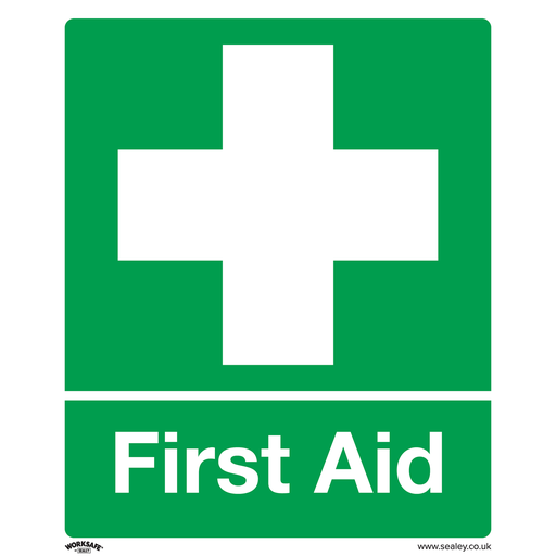[SS26V10] Sealey Worksafe® First Aid Safety Sign, Self-Adhesive Vinyl - Pa