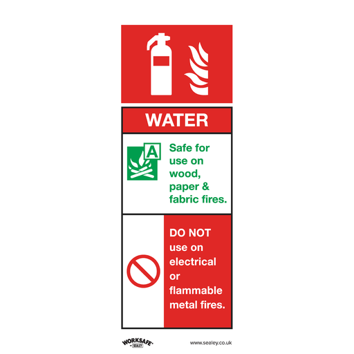 [SS27V1] Sealey Worksafe® Water Fire Extinguisher Safety Sign - Self-Adhe