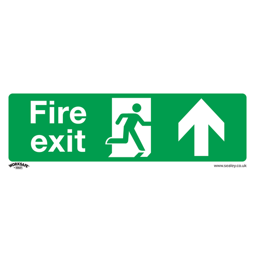 [SS28P10] Sealey Worksafe® Fire Exit (Up) Safety Sign, Rigid Plastic - Pac
