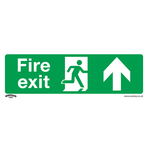 [SS28V10] Worksafe® Fire Exit (Up) Safety Sign, Self-Adhesive Vinyl - Pack of 10