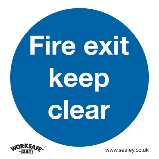 [SS2V1] Sealey Worksafe® Fire Exit Keep Clear Safety Sign - Self-Adhesiv