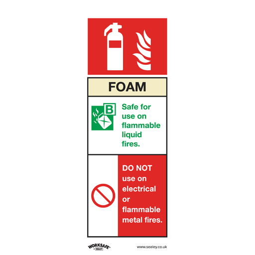 [SS30P10] Sealey Worksafe® Foam Fire Extinguisher Safety Sign, Rigid Plast