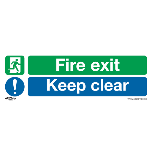 [SS32P1] Sealey Worksafe® Fire Exit Keep Clear (Large) Safety Sign - Rigi