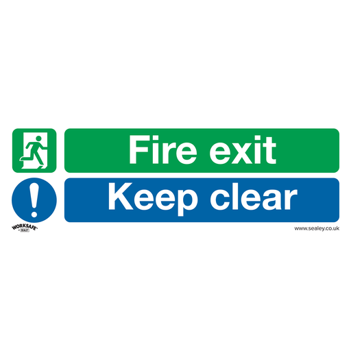 [SS32V1] Sealey Worksafe® Fire Exit Keep Clear (Large) Safety Sign - Self