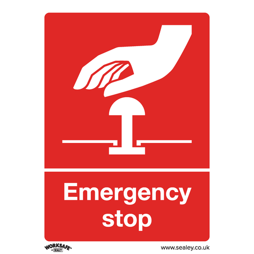 [SS35P1] Sealey Worksafe® Emergency Stop Safety Sign - Rigid Plastic