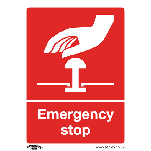 [SS35V1] Sealey Worksafe® Emergency Stop Safety Sign - Self-Adhesive Vinyl