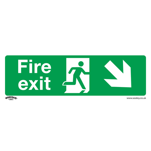 [SS36P10] Sealey Worksafe® Fire Exit (Down Right) Safety Sign, Rigid Plast