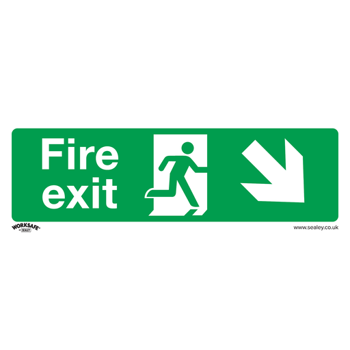[SS36V1] Sealey Worksafe® Fire Exit (Down Right) Safety Sign - Self-Adhesive Vinyl