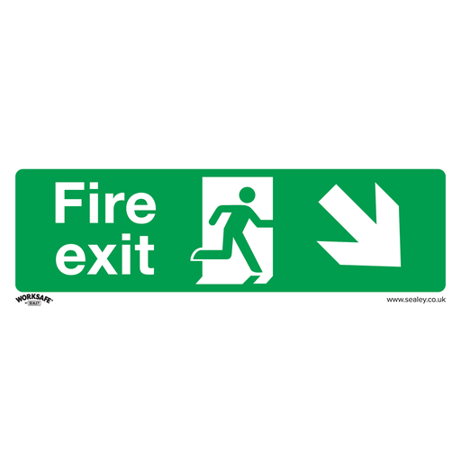 [SS36V10] Sealey Worksafe® Fire Exit (Down Right) Safety Sign, Self-Adhesive Vinyl - Pack of 10