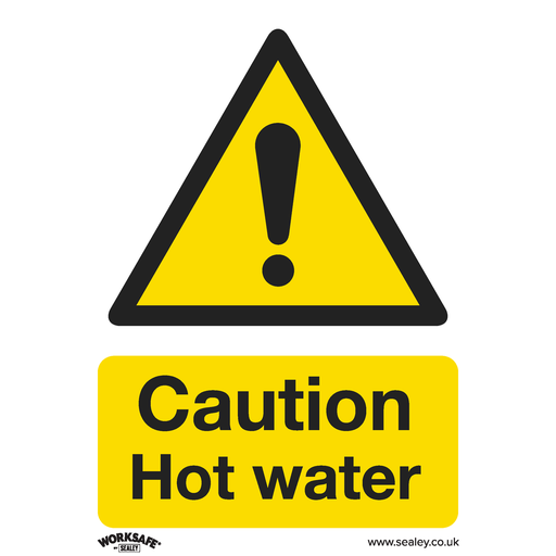 [SS38P1] Sealey Worksafe® Caution Hot Water Safety Sign- Rigid Plastic