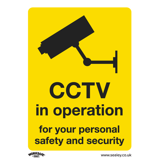 [SS40V10] Sealey Worksafe® CCTV Safety Sign, Self-Adhesive Vinyl - Pack of 10