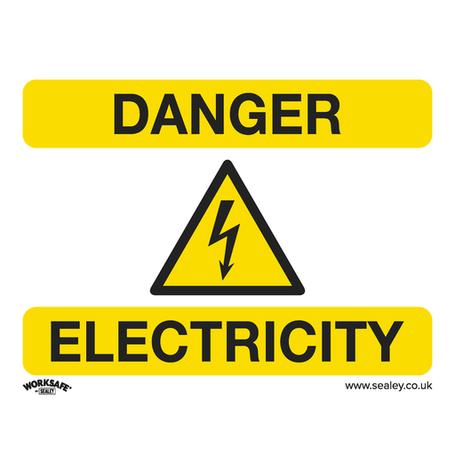 [SS41V10] Sealey Worksafe® Danger Electricity Safety Sign, Self-Adhesive Vinyl - Pack of 10