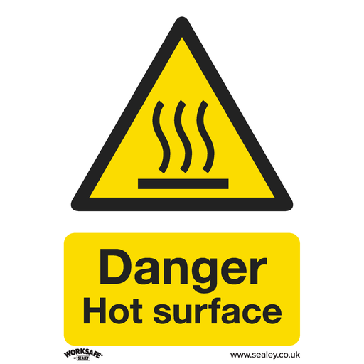 [SS42P10] Sealey Worksafe® Danger Hot Surface Safety Sign, Rigid Plastic - Pack of 10
