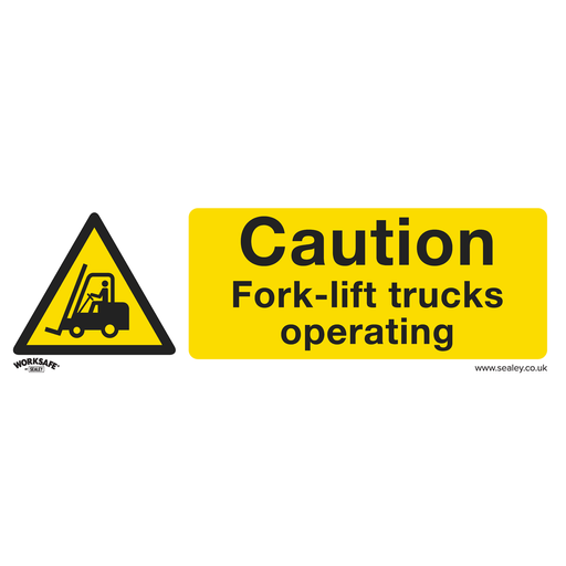 [SS44P10] Worksafe® Caution Fork-Lift Trucks Safety Sign, Rigid Plastic - Pack of 10