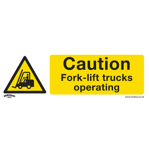 [SS44V10] Sealey Worksafe® Caution Fork-Lift Trucks Safety Sign, Self-Adhe