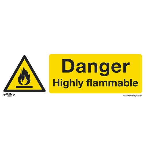 [SS45V1] Sealey Worksafe® Danger Highly Flammable Safety Sign - Self-Adhe