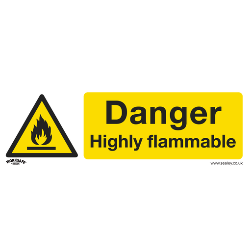 [SS45V10] Sealey Worksafe® Danger Highly Flammable Safety Sign, Self-Adhes