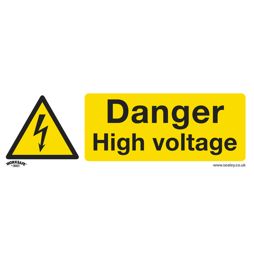[SS48V10] Sealey Worksafe® Danger High Voltage Safety Sign, Self-Adhesive Vinyl - Pack of 10