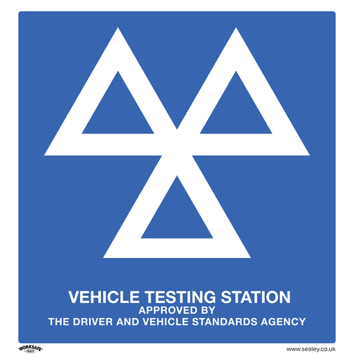 [SS51P10] Sealey Worksafe® MOT Testing Station Safety Sign, Rigid Plastic - Pack of 10