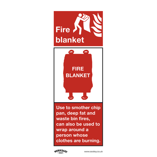 [SS53P10] Sealey Worksafe® Fire Blanket, Rigid Plastic Safety Sign - Pack of 10