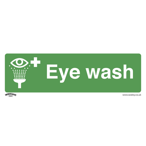 [SS58V10] Sealey Worksafe® Eye Wash Safety Sign, Self-Adhesive Vinyl - Pack of 10
