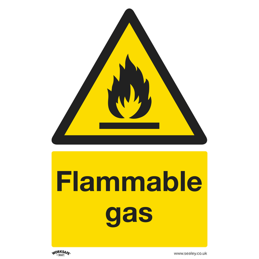 [SS59P1] Sealey Worksafe® Flammable Gas Safety Sign - Rigid Plastic
