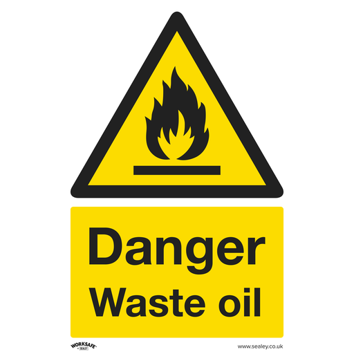 [SS60V1] Sealey Worksafe® Danger Waste Oil Safety Sign - Self-Adhesive Vi