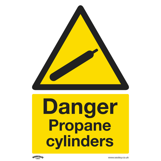 [SS62V1] Sealey Worksafe® Danger Propane Cylinders Safety Sign - Self-Adhesive Vinyl