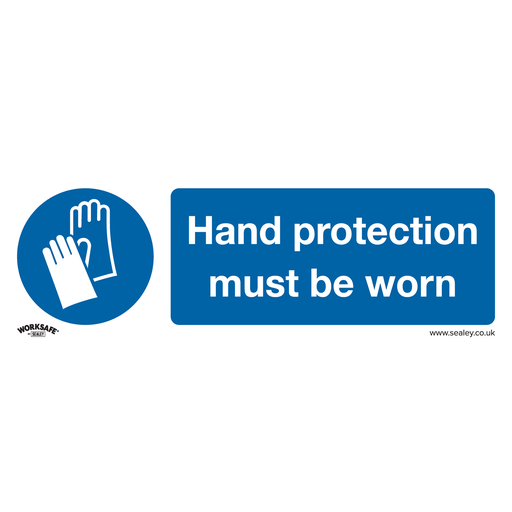 [SS6V10] Worksafe® Hand Protection Must Be Worn Safety Sign, Self-Adhesive Vinyl - Pack of 10