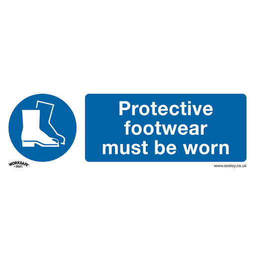 [SS7V1] Sealey Worksafe® Protective Footwear Must Be Worn Safety Sign - Self-Adhesive Vinyl