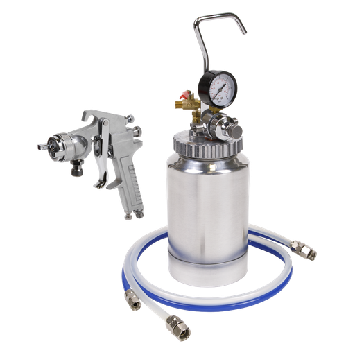 [SSG1P] Sealey Pressure Pot System with Spray Gun & Hoses 1.8mm Set-Up