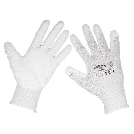 [SSP50XL/6] Sealey Worksafe® White Precision Grip Gloves, X-Large - Pack of 6 Pairs