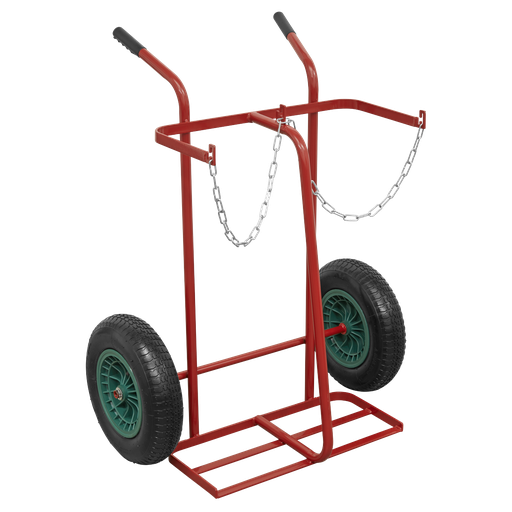 [ST28P] Sealey Welding 2-Bottle Trolley with Pneumatic Tyres