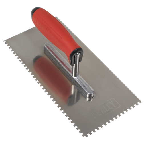 [T7804] Sealey Stainless Steel 4mm Notched Trowel with Rubber Handle 270mm