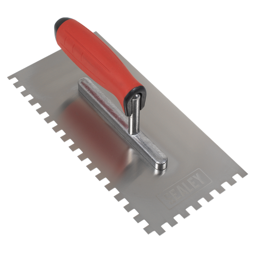 [T7808] Sealey Stainless Steel 8mm Notched Trowel with Rubber Handle 270mm