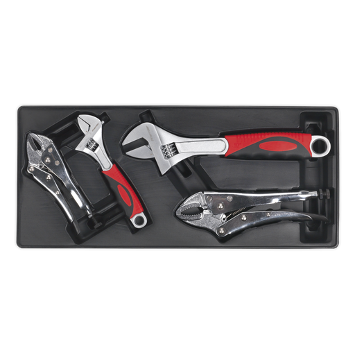 [TBT04] Sealey Premier Locking Pliers & Adjustable Wrench Set with Tool Tray 4pc