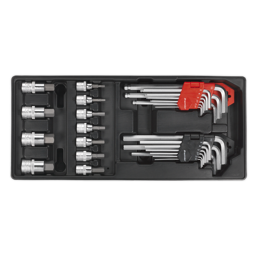[TBT07] Sealey Premier Hex/Ball-End Hex Key & Socket Bit Set with Tool Tray 29pc