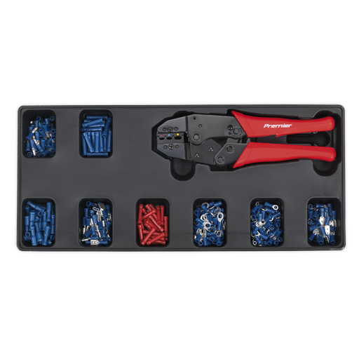 [TBT16] Sealey Premier Ratchet Crimper & Assorted Insulated Terminal Set with Tool Tray 325pc